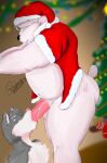 absurd_res anthro bear butt canid canine canis christmas duo furry gaek genitals hi_res holidays male male/male mammal merry_christmas penis santa_claus slightly_chubby wolf
