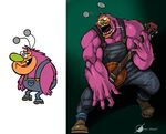  antennae banjo cartoon_network fur fuzzy_lumpkins green_nose male muscles open_mouth osmar-shotgun overalls pink_fur power_puff_girls powerpuff_girls solo 