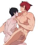  2boys abs anal aphelios completely_nude couple cum cum_in_ass cum_overflow ears_down facial_mark from_side hickey highres large_pectorals league_of_legends male_focus multiple_boys muscular_uke nipples nude pectorals red_hair sett_(league_of_legends) sex short_hair sweat thick_eyebrows toned toned_male yaoi yotti 