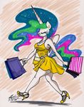  anthro clothing dress equine eyes_closed female friendship_is_magic hair holding horn horse long_hair mammal multi-colored_hair my_little_pony newyorkx3 pony princess_celestia_(mlp) smile solo winged_unicorn wings 