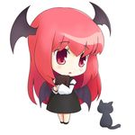  :d arm_belt bat_wings black_dress blush book book_hug cat chibi dress dress_shirt full_body head_wings holding holding_book koakuma long_hair long_sleeves low_wings musashino_udon open_mouth red_eyes red_hair shirt shoes simple_background smile solo touhou very_long_hair white_background white_shirt wings 