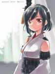  bare_shoulders black_hair detached_sleeves hair_ornament kantai_collection koruri looking_at_viewer red_eyes short_hair solo upper_body yamashiro_(kantai_collection) 