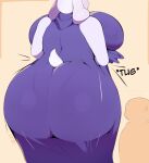 anthro big_breasts big_butt boss_monster bovid breasts butt caprine clothed clothing dress english_text female huge_breasts huge_butt kkoart mammal mature_female rear_view solo standing text thick_thighs toriel undertale undertale_(series) white_body
