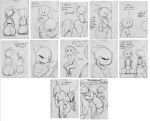 alien anal anal_penetration angry angry_sex balls beri_(sqoon) big_butt butt butt_size_difference clothing comic dialogue english_text genitals group hi_res holding_legs_up jay_(sqoon) male male/male melee_weapon monochrome panpan penetration penis penis_size_difference puwa sex sketch sketch_page sqoon sword text thick_thighs trio weapon
