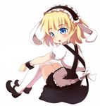  animal_ears apron blonde_hair blue_eyes bunny_ears cupen fleur_de_lapin_uniform frills gochuumon_wa_usagi_desu_ka? kirima_sharo mary_janes shoes short_hair solo thighhighs waitress wrist_cuffs 