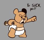 alcohol alcohol_bottle anthro bear beverage clean_diaper clothed clothing dialogue diaper diaper_only digital_media_(artwork) english_text fur male mammal open_mouth plushie solo ted_(ted) teddy_bear text topless underwear wearing_diaper youknowthatpup