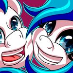  blue_hair close-up duo female friendship_is_magic hair hi_res icariusunlimited lightning_blitz_(oc) male my_little_pony sibling smile spark_(oc) twins two_tone_hair 