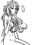  1girl ? artist_request decomposition_f female gaara genderswap long_hair monochrome naruto nude simple_background sitting sketch white_background 