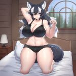 2024 5_fingers animal_humanoid bed bed_sheet bedding big_breasts big_tail biped black_body black_bow black_bra black_clothing black_ears black_fur black_hair black_panties black_tail black_underwear blue_eyes bow_(feature) bow_bra bra breasts canid canid_humanoid canine canine_humanoid cleavage clothed clothing colored curvy_figure day detailed_background digital_media_(artwork) dipstick_tail eyelashes female fingers fluffy fluffy_tail forest front_view full-length_portrait fur furniture furniture_lamp glistening glistening_body glistening_skin grey_wolf_(kemono_friends) hair hand_behind_head heterochromia hi_res huge_breasts humanoid humanoid_hands inner_ear_fluff inside kemono kemono_friends kneeling lace lace_bra lace_panties lamp light_body light_skin lingerie long_hair looking_at_viewer mammal mammal_humanoid markings midriff mo23 multicolored_body multicolored_ears multicolored_fur multicolored_hair multicolored_tail navel on_bed panties pinup plant portrait pose pupils shaded skimpy sky smile solo tail tail_markings thick_thighs tree tuft two_tone_body two_tone_ears two_tone_fur two_tone_hair two_tone_tail underwear underwear_only voluptuous white_body white_fur white_hair white_inner_ear white_inner_ear_fluff white_tail white_tail_tip wide_hips window wolf_humanoid yellow_eyes