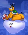 anthro big_breasts big_butt breasts butt censored cloud eyes_closed eyewear female huge_butt koopa lakitu mario_bros nintendo scalie snao solo spikes tail teeth thick_thighs yellow_body