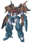  absurdres arm_shield arms_at_sides commentary_request full_body fusion green_eyes gundam gundam_lfrith_thorn gundam_lfrith_ur gundam_suisei_no_majo highres legs_apart looking_ahead mecha mobile_suit niao_san_shi no_humans open_hands robot science_fiction simple_background solo standing v-fin white_background 