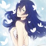  bad_id bad_twitter_id bare_back bare_shoulders blue_eyes blue_hair bug butterfly dress fire_emblem fire_emblem:_kakusei insect long_hair looking_back lucina no_bra solo tusia 