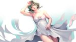  bad_id bad_pixiv_id breasts cleavage dress fingernails green_eyes green_hair gumi jun_jun long_fingernails looking_at_viewer nail_polish realistic short_hair small_breasts solo vocaloid white_dress 