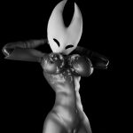 1:1 3d_(artwork) arachnid areola arthropod barely_visible_genitalia barely_visible_pussy big_breasts bodily_fluids breasts cum cum_on_breasts digital_media_(artwork) female genital_fluids genitals hands_behind_head happy hi_res hollow_knight hornet_(hollow_knight) kompakt looking_at_viewer navel nipples plump_labia pussy solo team_cherry
