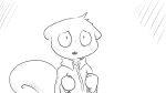 animal_crossing anthro clothed clothing collared_shirt dragonweirdo ears_down fluffy fluffy_tail greyscale hi_res male mammal marshal_(animal_crossing) mitten_hands monochrome nintendo open_mouth pivoted_ears rodent sciurid simple_background solo tail tree_squirrel white_background