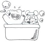 2024 4_fingers anthro bathtub biped bobo_(gamba_no_bouken) chibi duo fingers gamba_no_bouken gamba_no_bouken_(series) ganba hi_res hikari_gamba mammal mouse murid murine open_mouth rodent smile towel towel_on_head