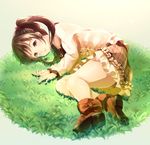  bad_id bad_pixiv_id brown_eyes brown_hair casual grass looking_at_viewer lying no_socks original parted_lips shoes solo yasuno_(airy_light) 