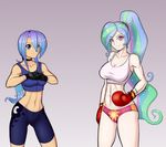  boxing boxing_gloves breasts clothed clothing cutie_mark female friendship_is_magic hair looking_at_viewer mammal my_little_pony panties princess_celestia_(mlp) princess_luna_(mlp) smile underwear wrestling 