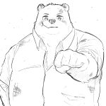 2024 absurd_res anthro bear clothing en_1_9 hi_res humanoid_hands kemono leaf male mammal overweight overweight_male shirt simple_background solo topwear