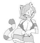 2024 4_fingers anthro areola areola_slip bedroom_eyes bent_arm big_areola big_breasts big_eyes biped bottomwear bottomwear_down breasts cheek_tuft claws clothed clothing clothing_pull cooch_(supermansion) crop_top crop_top_pull curved_eyebrows cutoffs cutoffs_down denim denim_bottomwear denim_clothing digital_drawing_(artwork) digital_media_(artwork) dipstick_ears dipstick_tail domestic_cat ear_piercing ear_ring eyebrows eyelashes facial_tuft fangs felid feline felis female female_anthro finger_claws fingers flashing flashing_breasts front_view fur fur_tuft greyscale hair hi_res iris leaning leaning_aside looking_at_viewer mammal markings monochrome multicolored_ears narrowed_eyes nipple_outline open_mouth partially_clothed partially_clothed_anthro partially_clothed_female piercing portrait prick_ears pubes pupils ring_piercing screentone seductive shirt shirt_pull short_hair shorts shorts_down solo standing striped_arms striped_body striped_fur striped_markings striped_tail stripes supermansion tail tail_markings teeth thick_thighs three-quarter_portrait tongue tongue_out topwear topwear_pull tuft wide_hips zinco