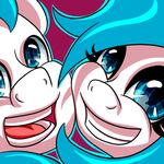  blue_eyes blue_hair close-up duo female friendship_is_magic hair hi_res icariusunlimited lightning_blitz_(oc) male my_little_pony sibling smile spark_(oc) twins 