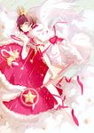  brown_eyes brown_hair cardcaptor_sakura crown highres holding hoshi_no_tsue kero kinomoto_sakura kyer looking_at_viewer short_hair smile 