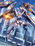  cardfight!!_vanguard flying full_body glowing glowing_eyes glowing_weapon gun holding holding_gun holding_weapon kenko_(a143016) mecha no_humans official_art robot weapon 