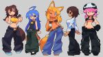 2023 5_fingers absurd_res accessory ahoge alternate_costume animal_humanoid azumanga_daioh bacun bangle bangs belt better_version_at_source biped blonde_hair blue_eyes blue_hair bodily_fluids bottomwear bracelet braided_hair braided_pigtails brown_hair canid canid_humanoid canine canine_humanoid clothing cocked_hip crossover denim denim_bottomwear denim_clothing digital_media_(artwork) female fingers footwear front_view full-length_portrait gloves group hair hair_accessory hand_on_hip hand_on_own_hip handwear hat headgear headwear hi_res hololive holster human humanoid jeans jewelry kagura_(azumanga_daioh) kill_la_kill konata_izumi korone_inugami liru_(magical_pokaan) long_hair lucky_star magical_pokaan mammal mammal_humanoid midriff multi_ear navel nonon_jakuzure not_furry one_eye_closed pants pink_hair portrait red_eyes shirt shoes side_view sidelocks simple_background skull_print standing studded_bracelet studio_trigger sweat sweatdrop tank_top thong_straps three-quarter_view tongue tongue_out topwear tucked_shirt utility_belt vtuber wink wolf_humanoid wristband