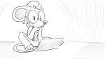 16:9 3_toes animal_crossing anthro barefoot bodily_fluids clothed clothing computer dragonweirdo electronics english_text eyewear feet female glasses greyscale hi_res laptop mammal monochrome mouse murid murine nintendo pajamas petri_(animal_crossing) rodent sitting sitting_on_ground solo sweat sweatdrop text toes wearing_glasses widescreen