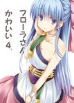  akane_souichi bare_shoulders blue_eyes blue_hair bow bracelet breasts choker cleavage dragon_quest dragon_quest_v dress flora hair_bow half_updo hand_on_own_cheek jewelry long_hair medium_breasts pink_bow smile solo 