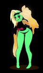 2016 accessory alien alien_humanoid breasts clothed clothing disney eyebrows feet female fingers freckles green_body green_skin hair half-closed_eyes headband hi_res humanoid humanoid_pointy_ears leaning leaning_forward limebreaker long_hair looking_at_viewer lord_dominator midriff narrowed_eyes panties pink_sclera sleeveless solo standing underwear wander_over_yonder white_hair