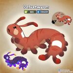 1:1 ambiguous_gender antennae_(anatomy) brown_body countershade_torso countershading fakemon feral haychel hi_res open_mouth solo text velvet_worm