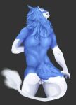 alexblue anthro balls blue_body blue_fur butt digital_media_(artwork) fur genitals male multicolored_body multicolored_fur nude rear_view sergal solo tail two_tone_body two_tone_fur white_body white_fur