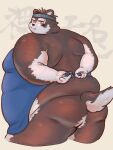 2023 anthro apron belly big_belly big_butt blush butt canid canine canis clothing enemy_of_humans hi_res horkeu_kamui_(tas) humanoid_hands kemono lifewonders male mammal obese obese_male overweight overweight_male solo tokyo_afterschool_summoners wolf