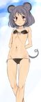  alternate_costume animal_ears arms_behind_back bikini blush chikado flat_chest front-tie_top grey_hair mouse_ears mouse_tail navel nazrin red_eyes short_hair side-tie_bikini solo swimsuit tail touhou 