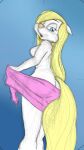 after_shower animaniacs anthro blonde_hair blue_eyes breasts butt drying drying_butt female hair hi_res looking_at_viewer mammal minerva_mink mink mustelid musteline nude solo tail tolan68 towel true_musteline warner_brothers wet