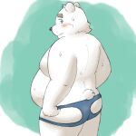 2024 anthro bear belly big_belly blush butt hi_res kemono male mammal moobs overweight overweight_male polar_bear shirane_kan simple_background solo ursine utau white_body yaki_atsuage