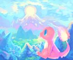  &#12472;&#12531;&#12472;&#12515;&#12540;&#12456;&#12540;&#12523; ???????? ambiguous_gender blue_eyes charmander cloud cute day detailed_background happy hi_res invalid_tag mountain nature nintendo outside pok&#233;mon pok&eacute;mon reptile scalie sitting sky smile solo sun video_games 