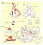 absurdly_long_hair character_sheet comin contest_winner fish floral_print food from_behind fruit goldfish hair_ornament highres long_hair mahou_shoujo_taisen pink_eyes pink_hair profile seigaiha shiratori_neo translation_request very_long_hair 