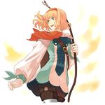  artist_request blonde_hair boots bow_(weapon) gloves green_eyes hairband natalia_luzu_kimlasca_lanvaldear orange_neckwear pantyhose scarf short_hair smile solo tales_of_(series) tales_of_the_abyss thigh_boots thighhighs weapon 