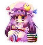  bad_id bad_pixiv_id book chibi crescent hat long_hair mineko patchouli_knowledge purple_eyes purple_hair solo touhou 