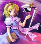  alice_margatroid blonde_hair blue_eyes book chikin doll hairband lance long_hair polearm shanghai_doll shield short_hair solo string touhou weapon 