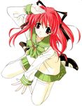 happy_lesson ponytail red_eyes red_hair ribbon rokumatsuri_minazuki sasaki_mutsumi school_uniform solo thighhighs 