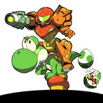  ario arm_cannon armor egg mario_(series) metroid metroid_(creature) riding samus_aran super_mario_bros. super_smash_bros. varia_suit weapon yoshi yoshi_egg 