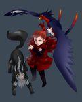  blue_eyes crossed_arms gen_3_pokemon looking_up matsubusa_(pokemon) mightyena ousder pokemon pokemon_(creature) red_hair simple_background swellow team_magma 