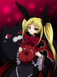  bat blazblue blonde_hair bow cat dress gii gothic_lolita lolita_fashion long_hair miyabi_mt-b nago rachel_alucard red_bow red_eyes ribbon solo tears twintails 