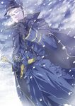  axis_powers_hetalia bad_id bad_pixiv_id belt blonde_hair blue_eyes cape fujiwara_rika glasses gloves hat highres male_focus military military_uniform outdoors sam_browne_belt scarf shako_cap sky snow solo sweden_(hetalia) sword uniform weapon winter winter_clothes 