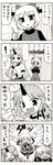  4koma comic english greyscale harunatsu_akito highres horn hoshiguma_yuugi kurodani_yamame mizuhashi_parsee monochrome multiple_girls nazokake profanity pun touhou translated 