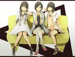  3girls :p :q a~chan bad_id bad_pixiv_id belt blush bow buckle casual couch crossed_legs curly_hair dress fingers fringe_trim hair_twirling hairband high_heels hood hoodie jacket kashiyuka long_hair multiple_girls nocchi_(perfume) nose one_eye_closed open_toe_shoes perfume pocket polka_dot ribbon sandals scarf shoes short_hair shorts sitting sleeves_rolled_up smile socks text_focus thighhighs tongue tongue_out triangle white_legwear yoshito 