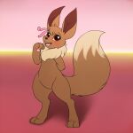 1:1 2018 3_fingers 3_toes anthro blush bow_ribbon brown_body brown_fur eevee feet female fingers fur generation_1_pokemon hi_res inner_ear_fluff nintendo open_mouth pawpads paws pokemon pokemon_(species) red_eyes ruka_vaporeon shikaro simple_background solo tan_body tan_fur teeth toes tongue tuft